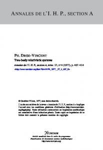 Two-body relativistic systems - Numdam