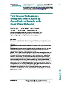 Two Cases of Endogenous Endophthalmitis ... - Semantic Scholar