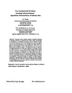 Two Combinatorial Problems involving Lottery Schemes - CiteSeerX