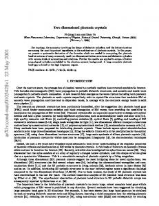 Two dimensional photonic crystals