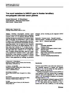 Two novel mutations in hMLH1 gene in Iranian hereditary non ...