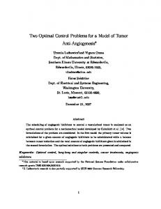 Two Optimal Control Problems for a Model of ... - Semantic Scholar