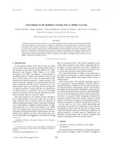 Uncertainties in the Radiative Forcing Due to Sulfate ... - CiteSeerX