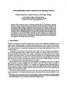 Unconditionally Secure Social Secret Sharing ... - Semantic Scholar