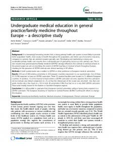 Undergraduate medical education in general practice ... - EURACT