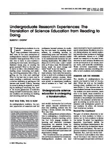 Undergraduate research experiences: The ... - Wiley Online Library