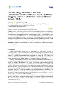 Understanding Consumers' Sustainable Consumption ... - MDPI