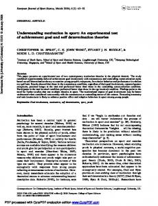 Understanding motivation in sport: An experimental test - Self ...