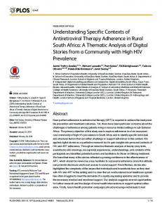 Understanding Specific Contexts of Antiretroviral Therapy ... - PLOS