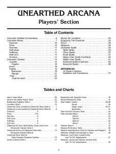 UNEARTHED ARCANA Players' Section