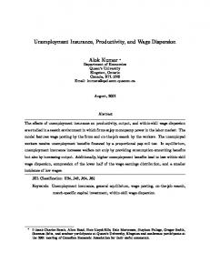 Unemployment Insurance, Productivity, and Wage ... - CiteSeerX