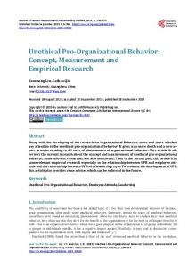 Unethical Pro-Organizational Behavior - Scientific Research Publishing