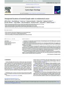 Unexpected locations of sentinel lymph nodes in ...