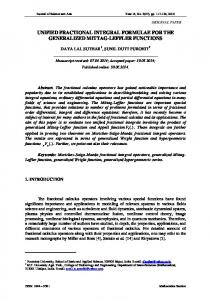 unified fractional integral formulae for the generalized mittag ... - icstm