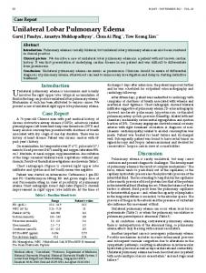 Unilateral Lobar Pulmonary Edema