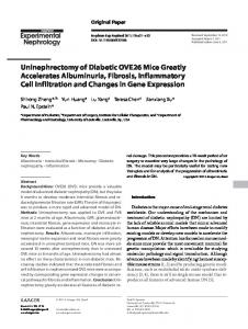 Uninephrectomy of Diabetic OVE26 Mice Greatly ... - BioMedSearch