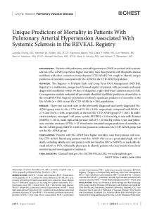 Unique Predictors of Mortality in Patients With Pulmonary Arterial ...