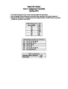 Unit 1 Assignment Checklist