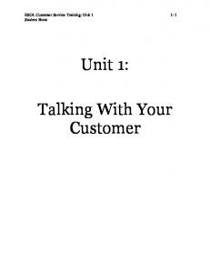 Unit 1: Talking With Your Customer