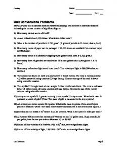 Unit Conversions Problems