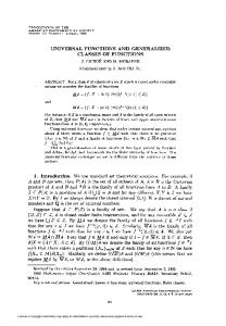 UNIVERSAL FUNCTIONS AND GENERALIZED CLASSES OF ...