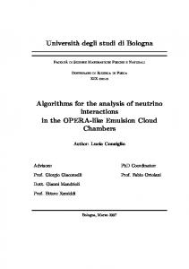 Universit`a degli studi di Bologna Algorithms for the ... - INFN Bologna