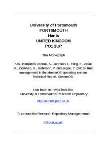 University of Portsmouth PORTSMOUTH Hants UNITED KINGDOM ...