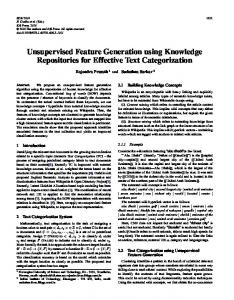 Unsupervised Feature Generation using ... - Semantic Scholar