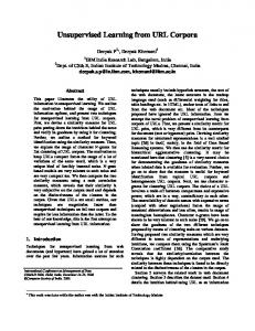 Unsupervised Learning from URL Corpora - CSE, IIT Bombay