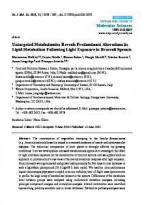 Untargeted Metabolomics Reveals Predominant