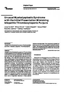 Unusual Myelodysplastic Syndrome with the Initial ...