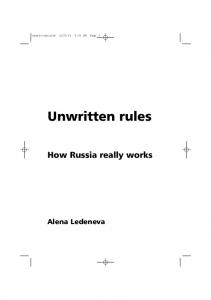 Unwritten rule: How Russia really works - CER