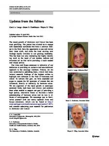 Updates from the Editors | SpringerLink