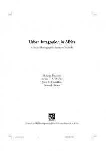 Urban Integration in Africa - codesria