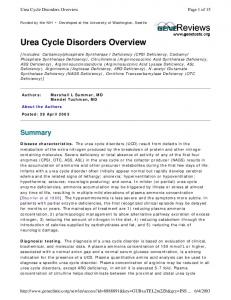 Urea Cycle Disorders Overview - CiteSeerX