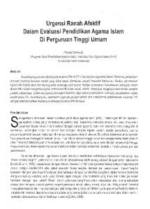 Urgensi Ranah Afektif Dalam Evaluasi Pendidikan Agama Islam di ...