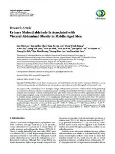 Urinary Malondialdehyde Is Associated with Visceral Abdominal ...