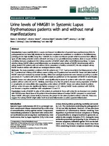 Urine levels of HMGB1 in Systemic Lupus Erythematosus patients with ...