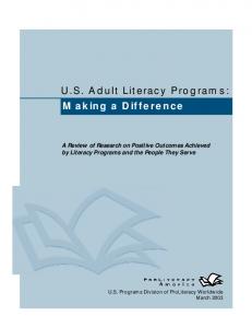 U.S. Adult Literacy Programs: Making a Difference - Literacy Connects