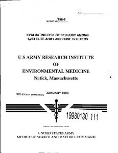 US ARMY RESEARCH INSTITUTE OF