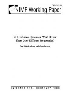 US Inflation Dynamics - IMF