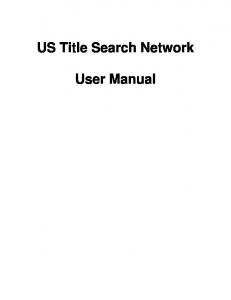 US Title Search Network User Manual