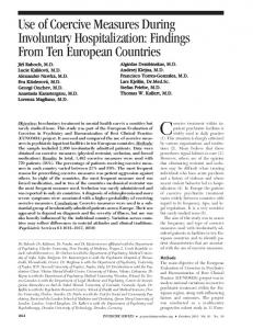 Use of Coercive Measures During Involuntary Hospitalization ...