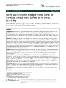 Using an electronic medical record (EMR) to conduct clinical trials ...