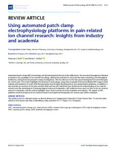 Using automated patch clamp electrophysiology ...