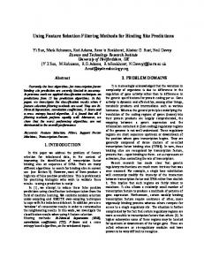 Using Feature Selection Filtering Methods for Binding Site ... - CiteSeerX