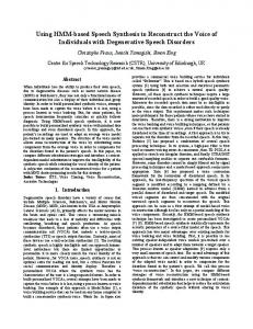 Using HMM-based Speech Synthesis to Reconstruct the Voice of ...