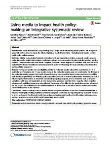 Using media to impact health policy-making: An integrative systematic ...