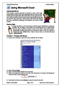 Using Microsoft Excel - Advanced Skills