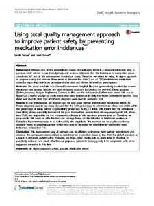 Using total quality management approach to improve patient safety by ...